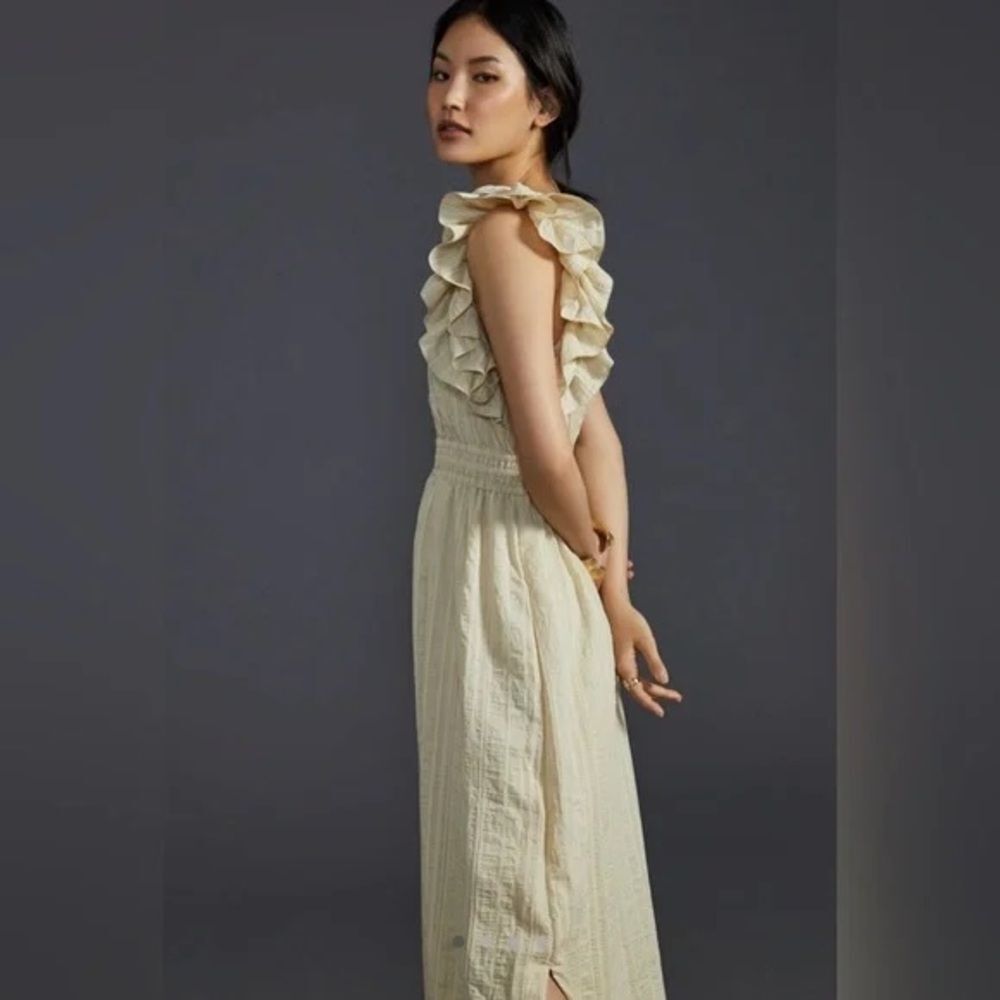 Mare Mare x Anthropologie Flutter Sleeve Maxi Dress in Neutral XS NWOT